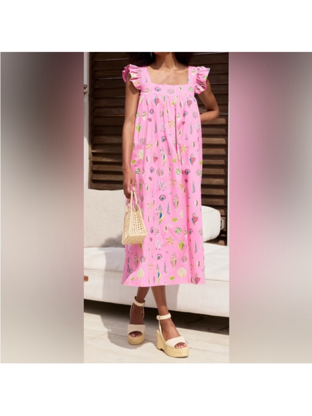 NWT PRINTFRESH Organic Cotton Beachcomber - Shoreline Dress | Neon Bubblegum